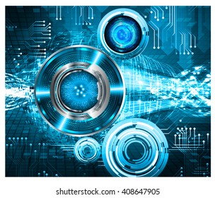 Blue abstract hi speed internet technology background illustration. eye scan virus computer