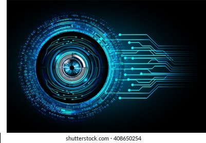 Blue abstract hi speed internet technology background illustration. eye scan virus computer
