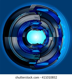 Blue abstract hi speed internet technology background illustration. eye scan virus computer. motion move. vector