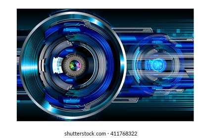 Blue abstract hi speed internet technology background illustration. eye scan virus computer. motion move.