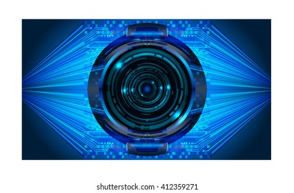 Blue abstract hi speed internet technology background illustration. eye scan virus computer. motion move. vector