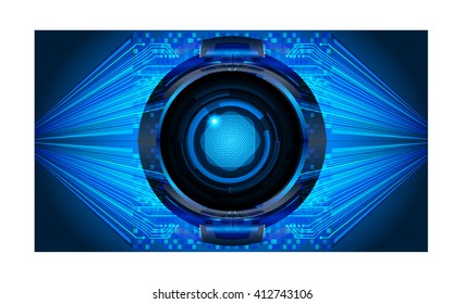 Blue abstract hi speed internet technology background illustration. eye scan virus computer. motion move. vector
