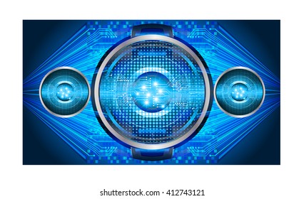 Blue abstract hi speed internet technology background illustration. eye scan virus computer. motion move. vector