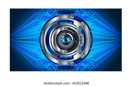 Blue abstract hi speed internet technology background illustration. eye scan virus computer. motion move. vector