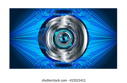 Blue abstract hi speed internet technology background illustration. eye scan virus computer. motion move. vector