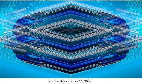 Blue abstract hi speed internet technology background illustration. eye scan virus computer. motion move. vector