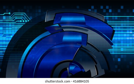 Blue abstract hi speed internet technology background illustration. eye scan virus computer. motion move. vector