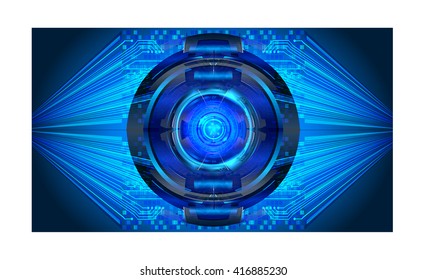Blue abstract hi speed internet technology background illustration. eye scan virus computer. motion move. vector
