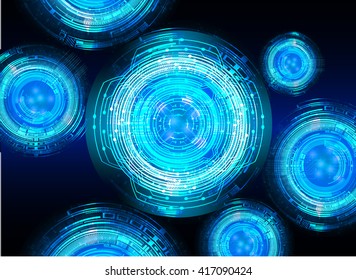 Blue abstract hi speed internet technology background illustration. eye scan virus computer. motion move. vector