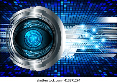 Blue abstract hi speed internet technology background illustration. eye scan virus computer. motion move. vector