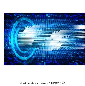 Blue abstract hi speed internet technology background illustration. eye scan virus computer. motion move. vector
