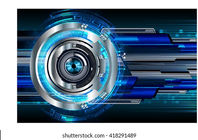 Blue abstract hi speed internet technology background illustration. eye scan virus computer. motion move. vector