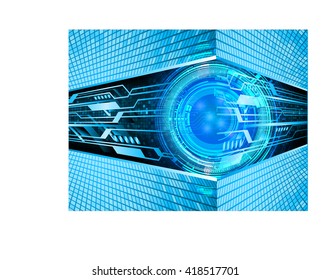 Blue abstract hi speed internet technology background illustration. eye scan virus computer. motion move. Spark. vector