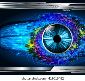 Blue abstract hi speed internet technology background illustration. eye scan virus computer. motion move. Spark. vector