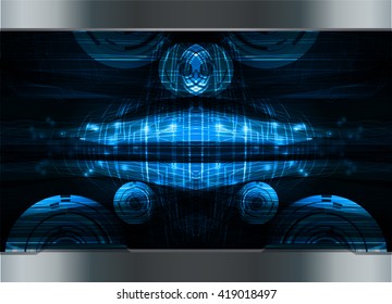 Blue abstract hi speed internet technology background illustration. eye scan virus computer. motion move. Spark. vector