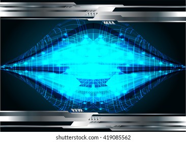 Blue abstract hi speed internet technology background illustration. eye scan virus computer. motion move. Spark