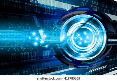 Blue abstract hi speed internet technology background illustration. eye scan virus computer. motion move. Spark. vector. Laser