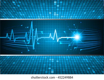 Blue abstract hi speed internet technology background illustration. wave pulse heart. EKG. electrocardiogram