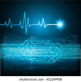 Blue abstract hi speed internet technology background illustration. wave pulse heart. EKG. electrocardiogram