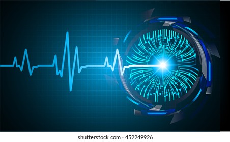 Blue abstract hi speed internet technology background illustration. wave pulse heart. EKG. electrocardiogram