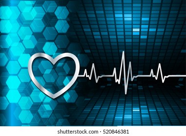 Blue abstract hi speed internet technology background illustration. pulse heart. EKG. electrocardiogram
