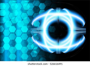 Blue abstract hi speed internet technology background illustration. eye scan virus computer