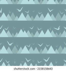 Blue abstract hills pattern seamless    triangles pattern     Dark grey background paper prints