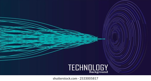 blue abstract Hi-tech Background with lines or neon data moving digital. 3D Technology Style Banner Design. Technology Vector Illustration. Futuristic Design for Technology or Science Event.