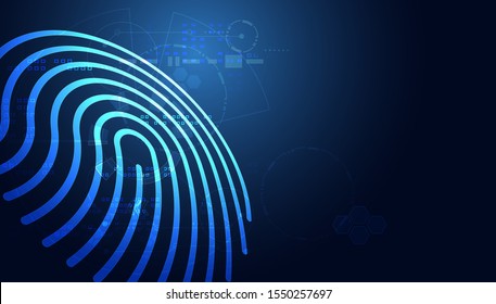 Blue abstract image that is futuristic with finger prints concept. Theft detection Prevention of cyber threats That is using security systems by scanning the fingerprint.