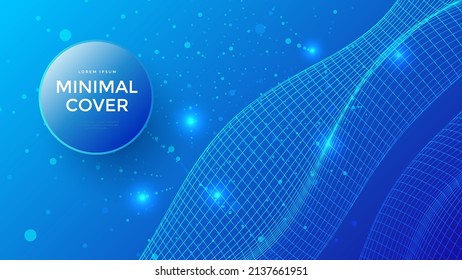Fondo de innovación abstracta azul con formas de malla. Banner de tecnología geométrica vectorial.