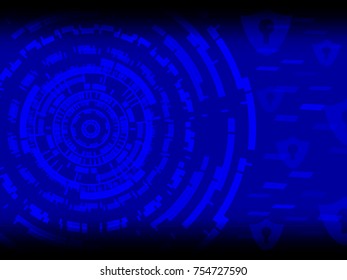 Blue abstract internet technology background illustration.Safety concept,cyber security.
