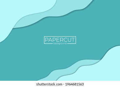 Blue Abstract Landscape Vector 3D Background with Paper Cut shapes and Colorful Carving Art for Business Presentations Flyers Posters and Screen Web Wallpaper