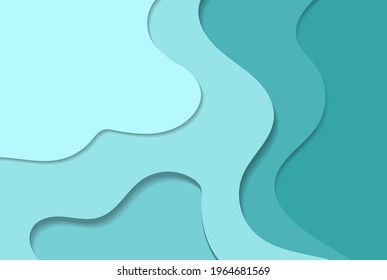 Blue Abstract Landscape Vector 3D Background with Paper Cut shapes and Colorful Carving Art for Business Presentations Flyers Posters and Screen Web Wallpaper