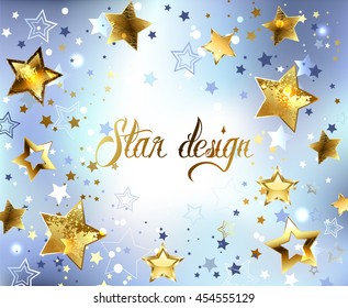 Blue, abstract, light background with gold stars.