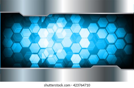 blue abstract light hi speed internet technology background illustration, Background conceptual image of digital. eye scan virus computer. motion move graphic, vector. Hexagon pixel