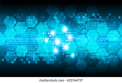 blue abstract light hi speed internet technology background illustration, Background conceptual image of digital. eye scan virus computer. motion move graphic, vector. Hexagon pixel