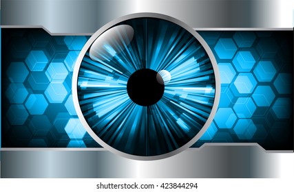 blue abstract light hi speed internet technology background illustration, Background conceptual image of digital. eye scan virus computer. motion move graphic, vector. Hexagon pixel