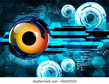blue abstract light hi speed internet technology background illustration, Background conceptual image of digital. eye scan virus computer. motion move graphic, vector. Hexagon pixel