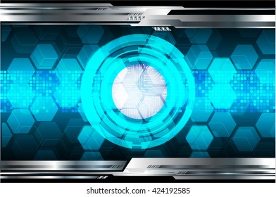 blue abstract light hi speed internet technology background illustration, Background conceptual image of digital. eye scan virus computer. motion move graphic, vector. Hexagon pixel