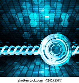 blue abstract light hi speed internet technology background illustration, Background conceptual image of digital. eye scan virus computer. motion move graphic, vector. Hexagon pixel