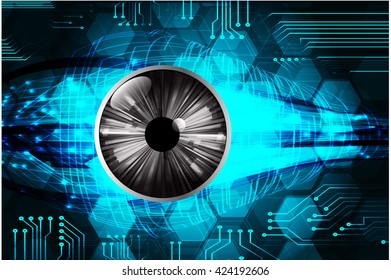 blue abstract light hi speed internet technology background illustration, Background conceptual image of digital. eye scan virus computer. motion move graphic, vector. Hexagon pixel