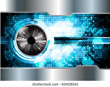 blue abstract light hi speed internet technology background illustration, Background conceptual image of digital. eye scan virus computer. motion move graphic, vector. Hexagon pixel