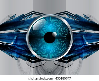 blue abstract light hi speed internet technology background illustration, Background conceptual image of digital. Cyber security concept, Cyber data digital. eye scan virus computer. vector