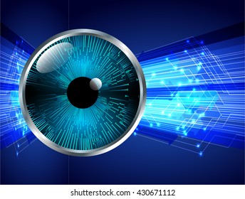 blue abstract light hi speed internet technology background illustration, Background conceptual image of digital. Cyber security concept, Cyber data digital. eye scan virus computer. vector