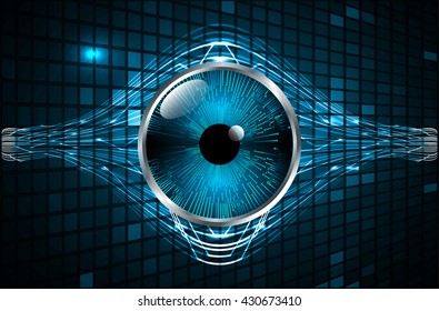 blue abstract light hi speed internet technology background illustration, Background conceptual image of digital. Cyber security concept, Cyber data digital. eye scan virus computer. vector