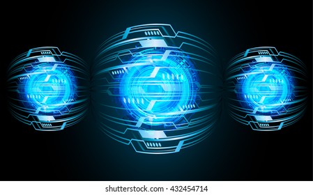 blue abstract light hi speed internet technology background illustration, Background conceptual image of digital. Cyber security concept, Cyber data digital. eye scan virus computer. vector