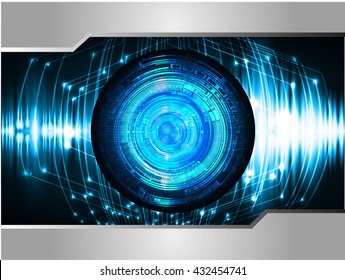 blue abstract light hi speed internet technology background illustration, Background conceptual image of digital. Cyber security concept, Cyber data digital. eye scan virus computer. vector