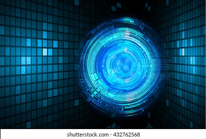 blue abstract light hi speed internet technology background illustration, Background conceptual image of digital. Cyber security concept, Cyber data digital. eye scan virus computer. vector