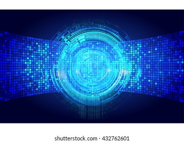 blue abstract light hi speed internet technology background illustration, Background conceptual image of digital. Cyber security concept, Cyber data digital. eye scan virus computer. vector