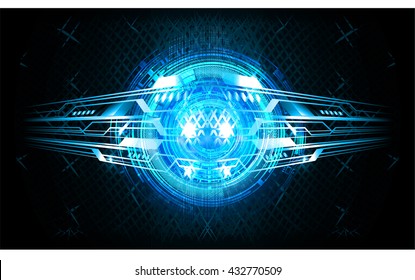 blue abstract light hi speed internet technology background illustration, Background conceptual image of digital. Cyber security concept, Cyber data digital. eye scan virus computer. vector